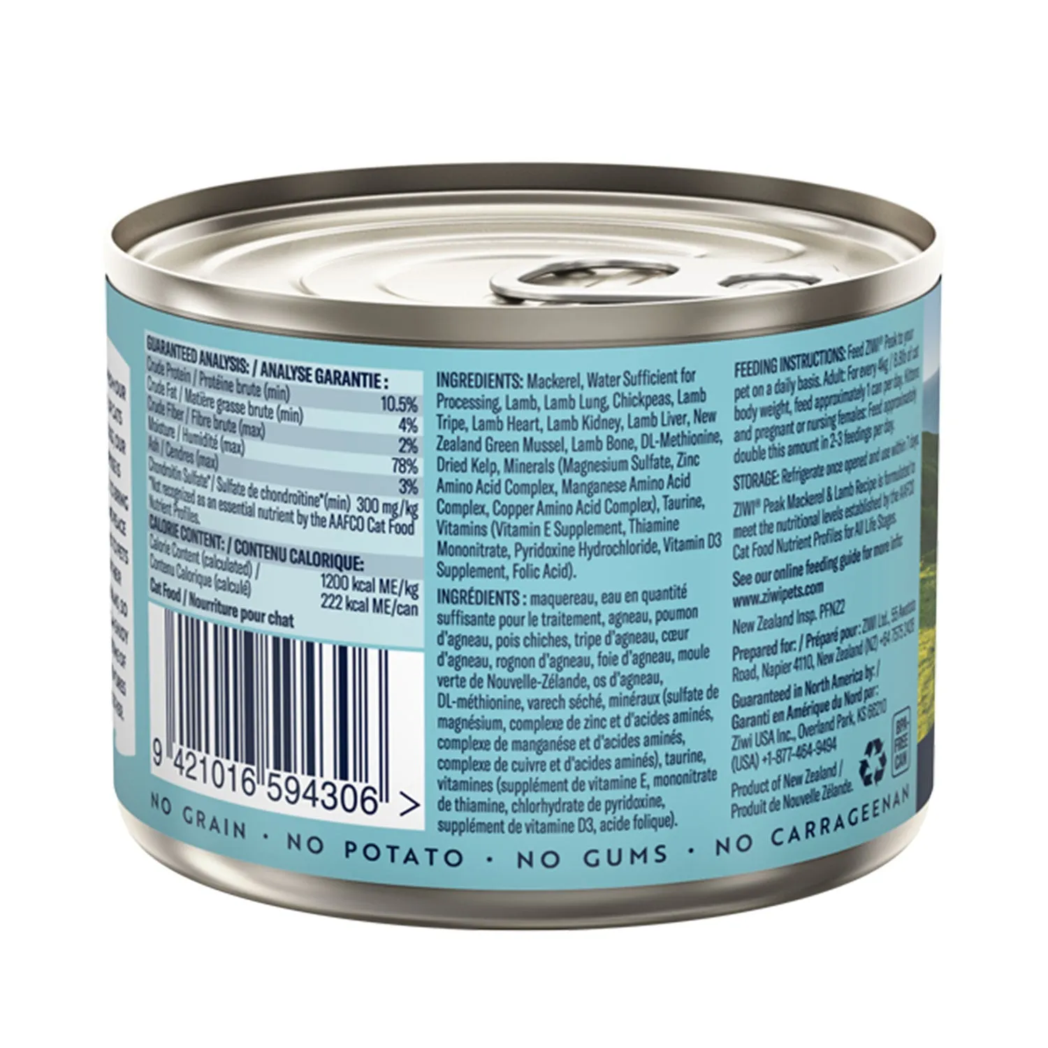 ZIWI Peak Mackerel & Lamb Canned Wet Cat Food